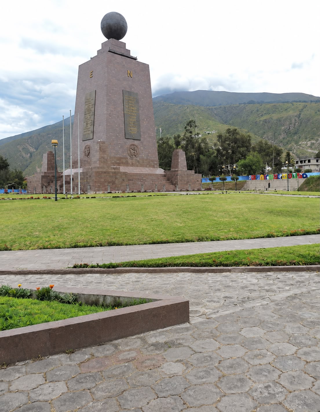 Andes landscape with the Mitad del Mundo monument